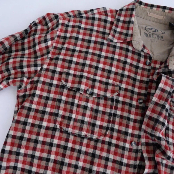 Pacific Trail Black Red Checker Button  Up Outdoor Gorpcore Thick Cotton Shirt L - Picture 5 of 10